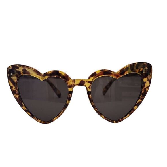 Heart Shaped Cats Eye Leopard Sunglasses with NEW Soft Leather Case - Picture 2 of 11